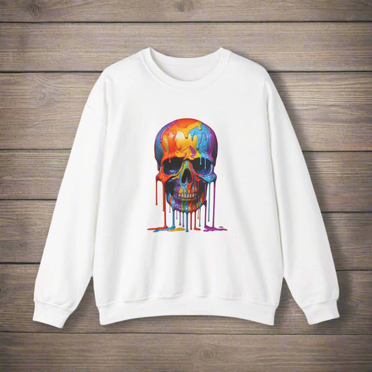 Painted Skull Full Festive Halloween Shirt For Fall Festival and Halloween Fun